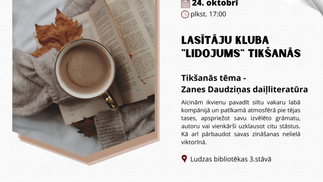 Lasītāju kluba tikšanās “Zanes Daudziņas daiļrade”  Ludzas novada bibliotēkā