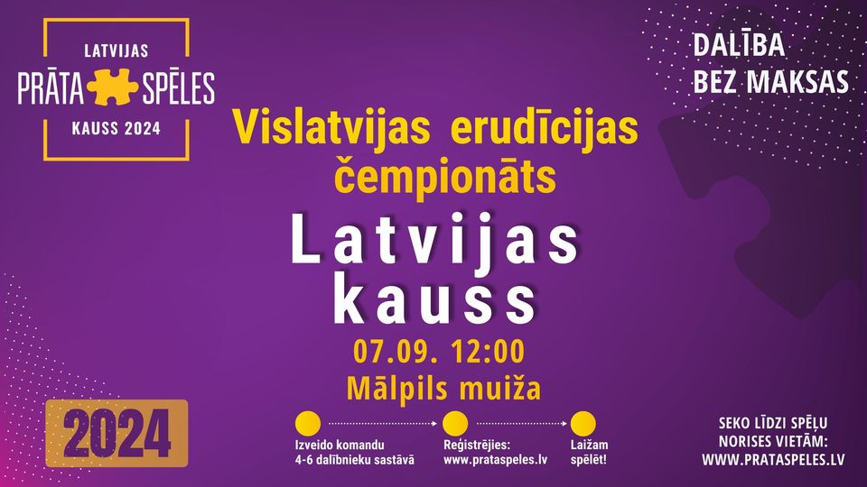 “PRĀTA SPĒLES” VISLATVIJAS ERUDĪCIJAS ČEMPIONĀTS “LATVIJAS KAUSS 2024”