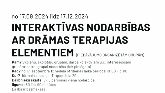 Interaktīvas nodarbības ar drāmas terapijas elementiem (piedāvājums organizētām grupām)