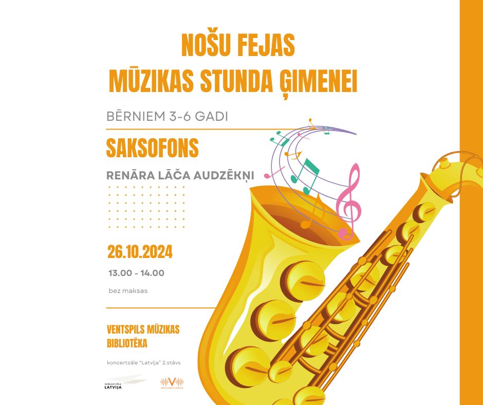 “Mūzikas stunda ģimenei” oktobrī. Saksofons