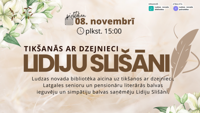 Tikšanās ar dzejnieci Lidiju Slišāni Ludzas novada bibliotēkā