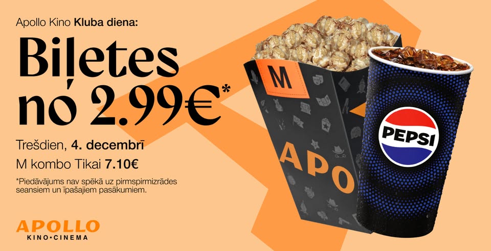 Apollo Kino Kluba diena – biļetes no 2.99€