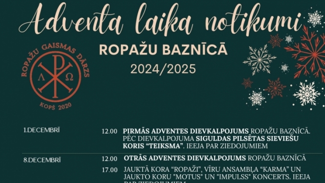 Trešās Adventes Dievkalpojums Ropažu baznīcā
