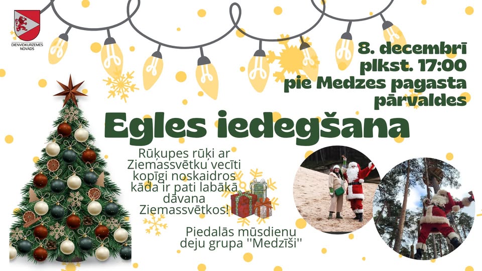 Medzes pagasta egles iedegšana