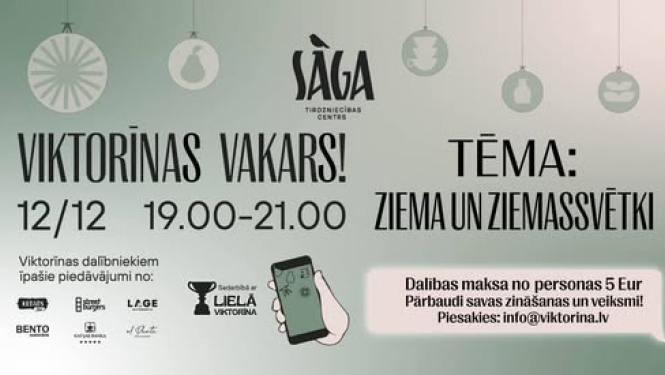 Viktorīnas vakars TC “Sāga”