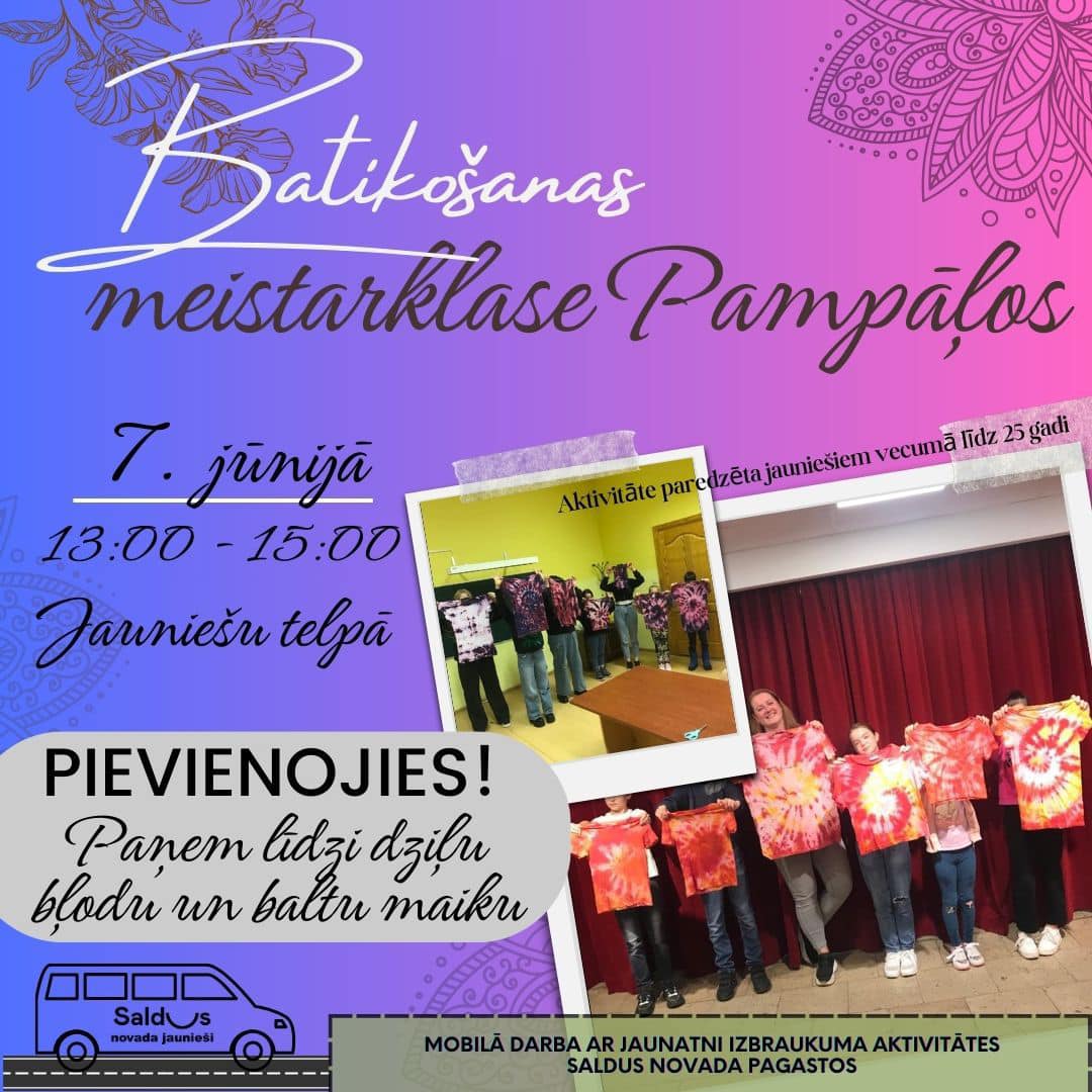 Batikošanas meistarklase Pampāļos