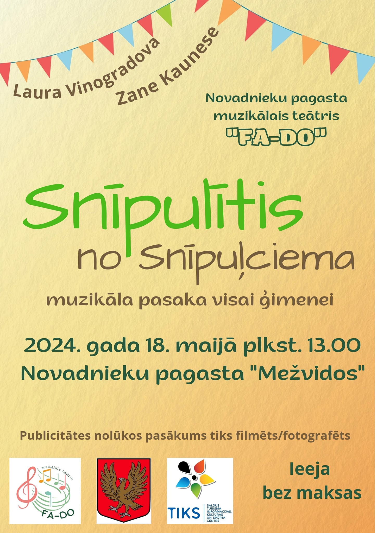 Novadnieku pagasta muzikālā teātra “Fa-do” muzikāla pasaka visai ģimenei “Snīpulītis no Snīpuļciema”