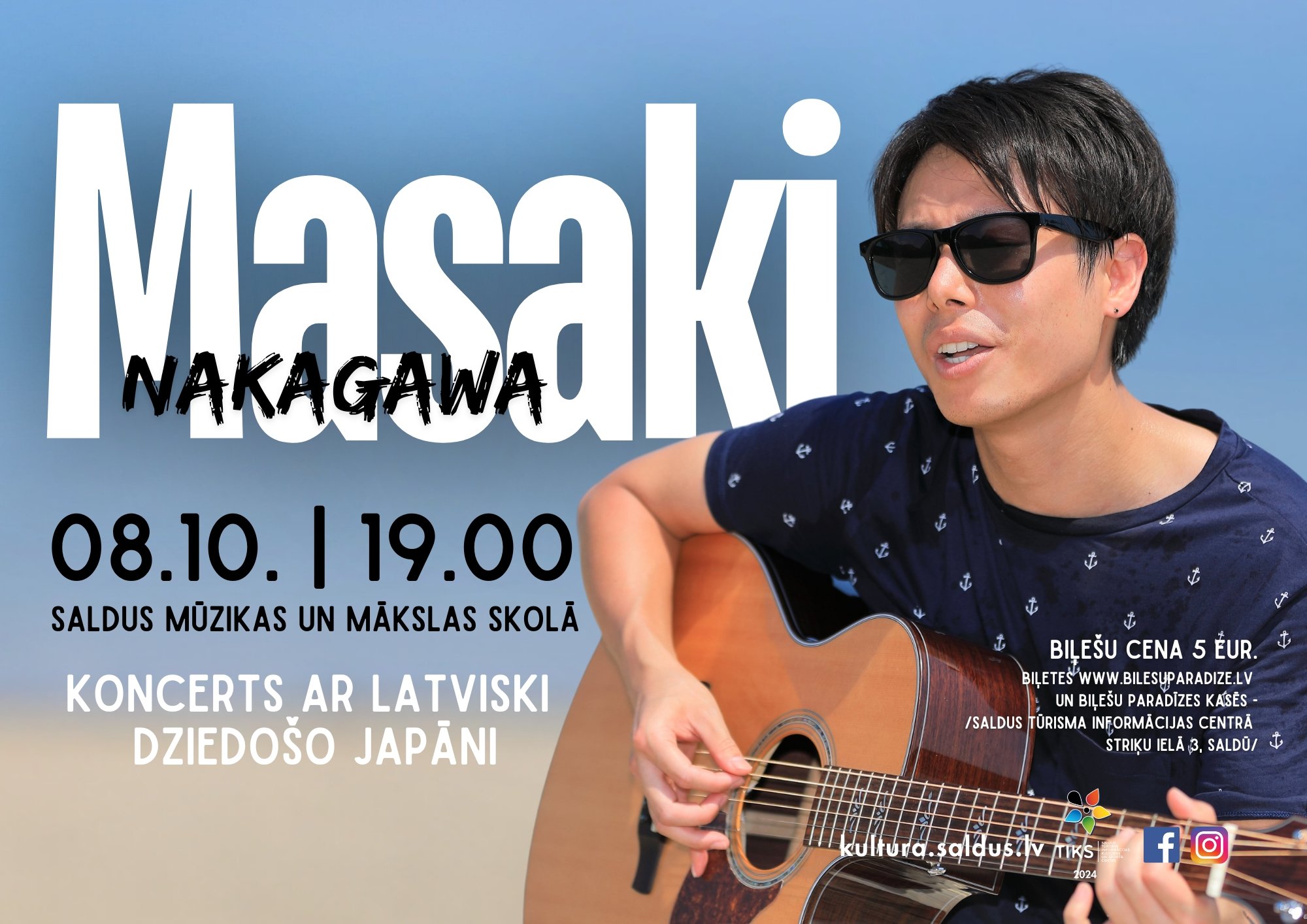 Koncerts ar latviski dziedošo japāni Masaki Nakagawa