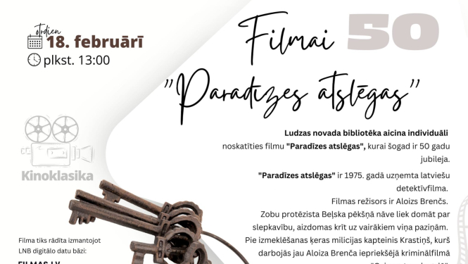 Pasākums “Kinoklasika. “Filmai “Paradīzes atslēgas” – 50” Ludzas novada bibliotēkā