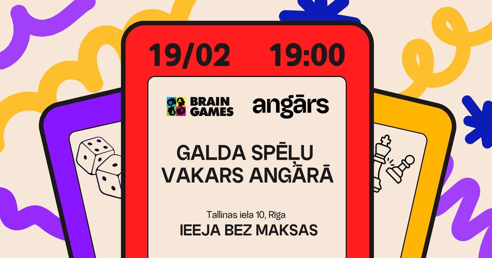 Galda spēļu vakars Angārā kopā ar Brain Games