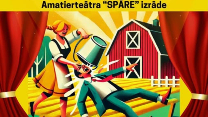Amatierteātra „Spāre” izrāde „Ar spaini pa galvu”