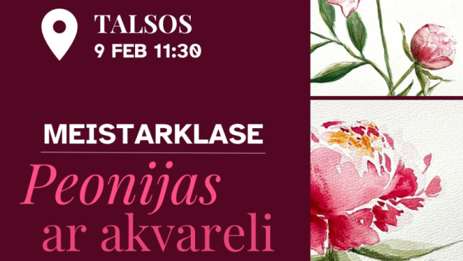 Akvareļu gleznošanas meistarklase peoniju tematikā