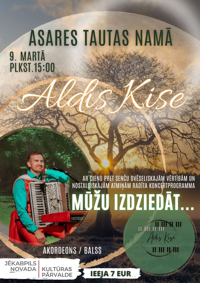 Aldis Kise koncertprogrammā “Mūžu izdziedāt” Asares Tautas namā