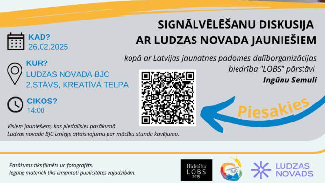 Signālvēlēšanu diskusija ar Ludzas novada jauniešiem