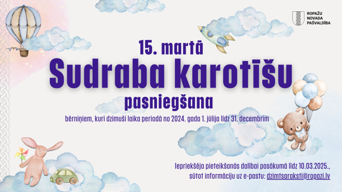 Sudraba karotīšu pasniegšana 2024. gada otrajā pusgadā jaundzimušajiem