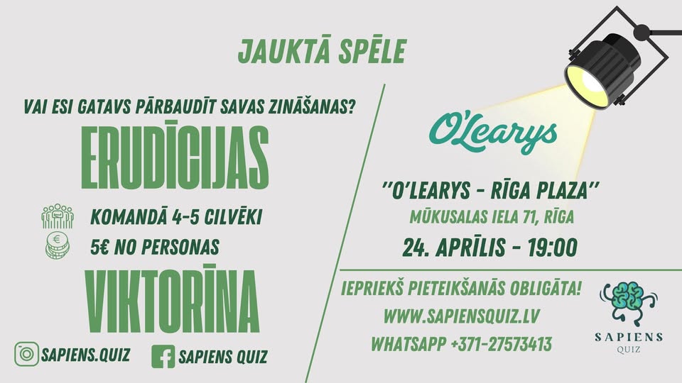 erudīcijas spēle – jautājumi par dažādām tēmām